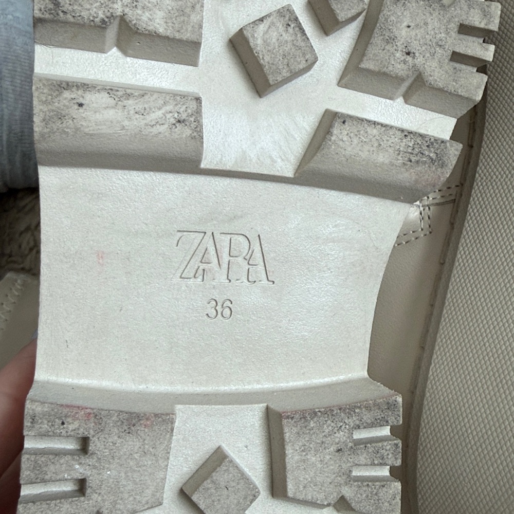 Zara Cream Chunky Platform Ankle Boots - Picture 6 of 7